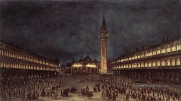 Procession nocturne à Piazza San Marco école vénitienne Francesco Guardi Peinture à l'huile
